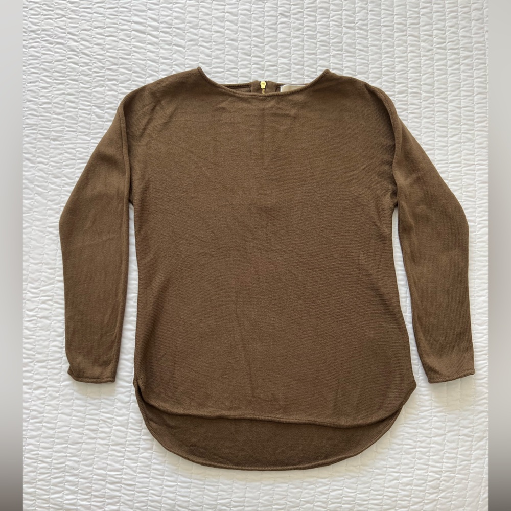 Michael Kors  |  Green Sweater, Gold Zipper